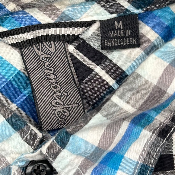 Burnside Men Medium Long Sleeve Button Down Plaid Flannel Shirt - Picture 4 of 14